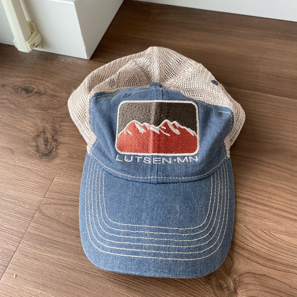 Blue 84 Tan and Blue Lutsen MN Trucker Hat